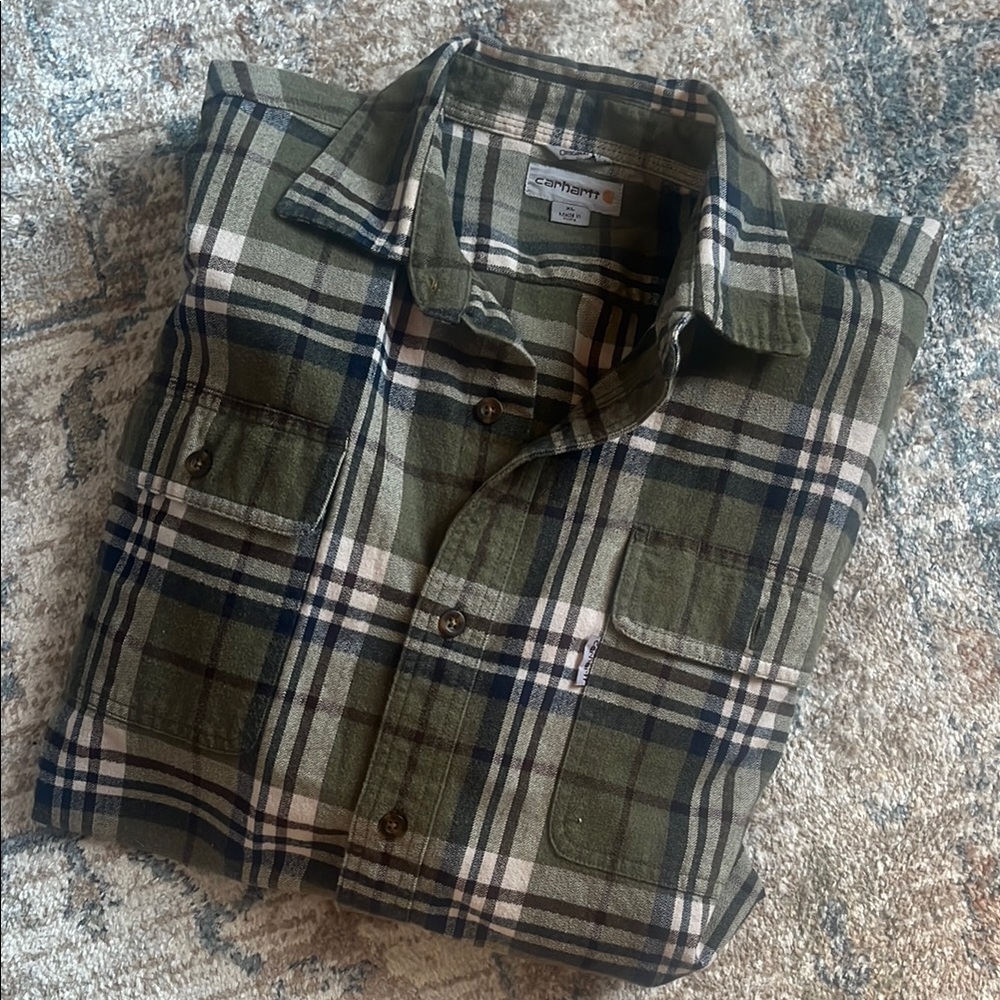 Carhartt Olive Plaid Button-Up Shirt